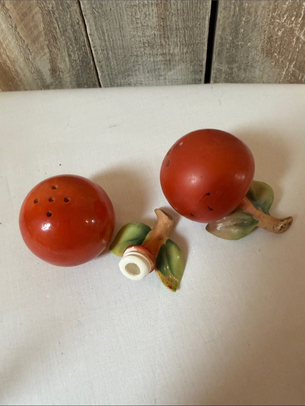 Vintage Ceramic Apple Salt & Pepper Set Marked Japan
